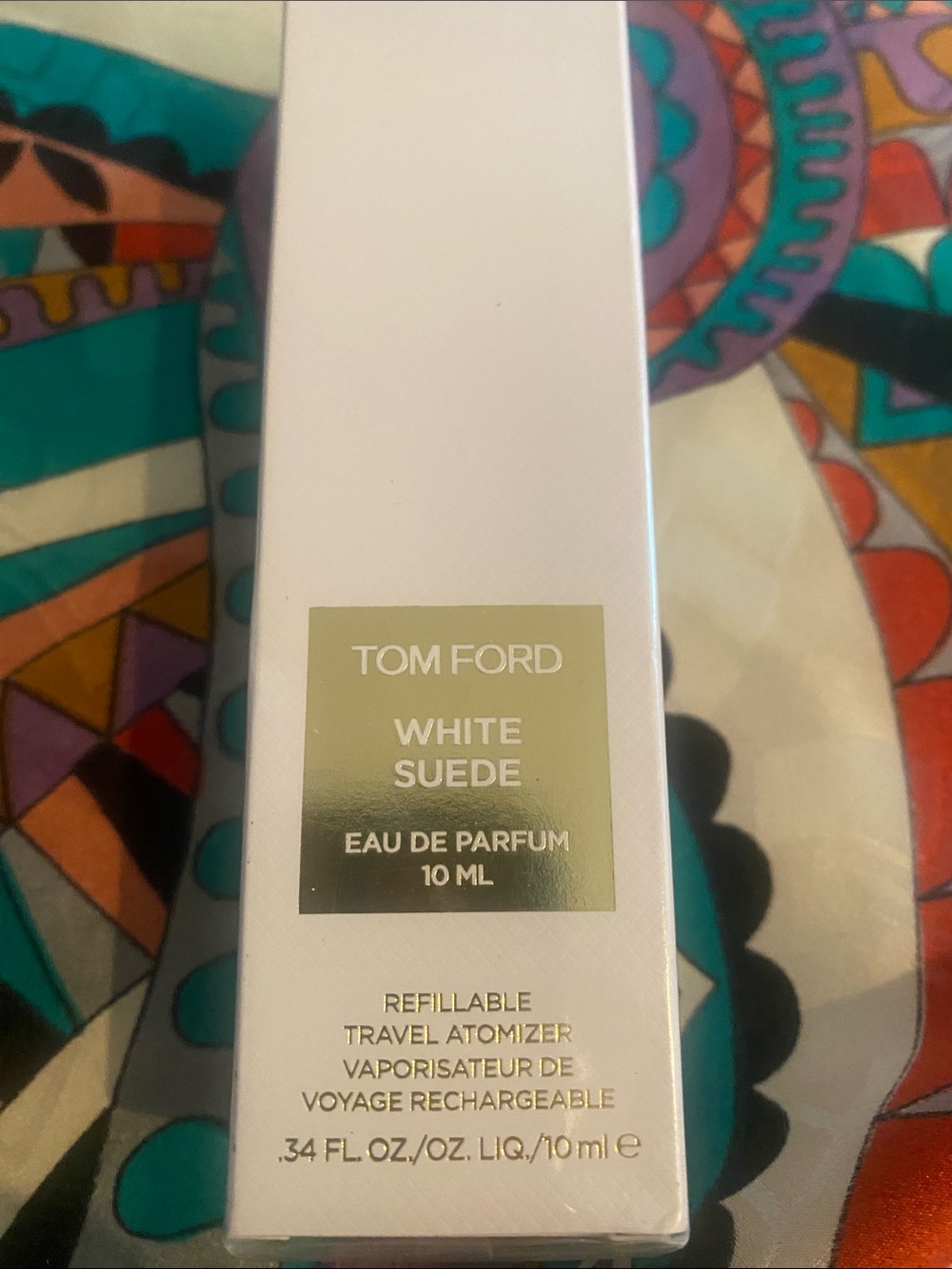Great Father’s Day gift 🎁 Tom Ford White Suede Travel Atomizer — White & Gold